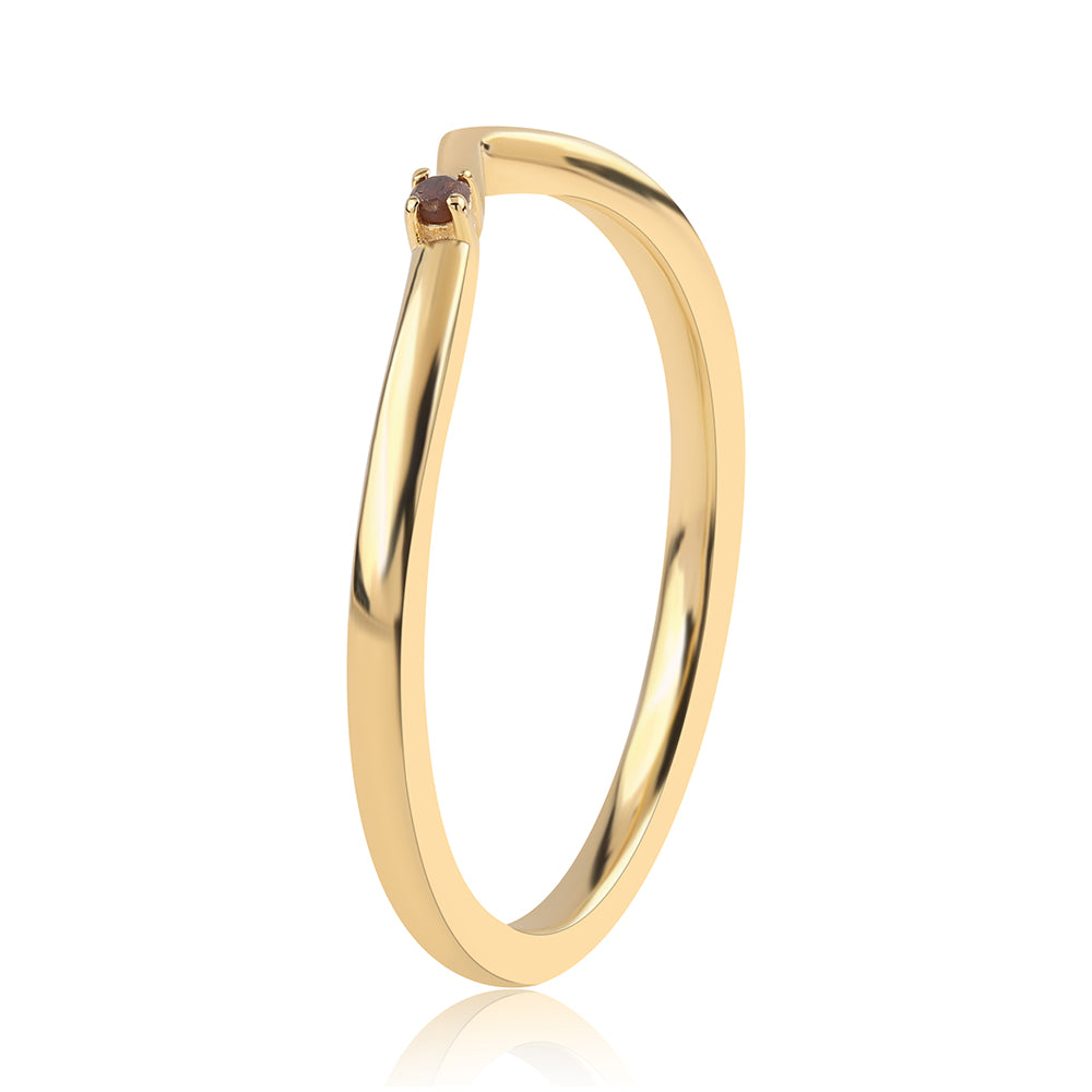 Anillo de Plata Bañada en Oro con Diamante Rojo 3 