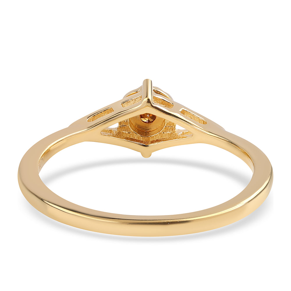 Anillo de Plata Bañada en Oro con Diamante Rojo 2 