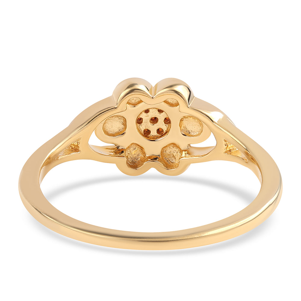 Anillo de Plata Bañada en Oro con Diamante Rojo