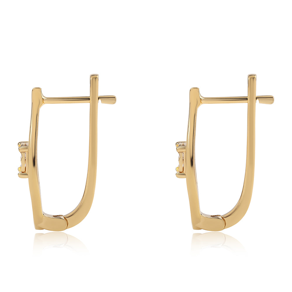 Pendientes de Plata Bañada en Oro con Diamante Rojo