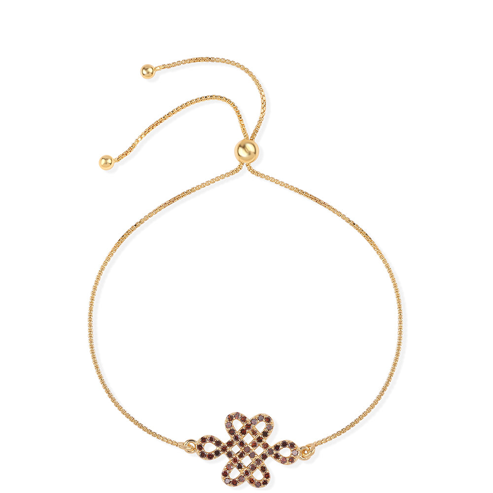 Pulsera de Plata Bañada en Oro con Diamante Rojo 1 