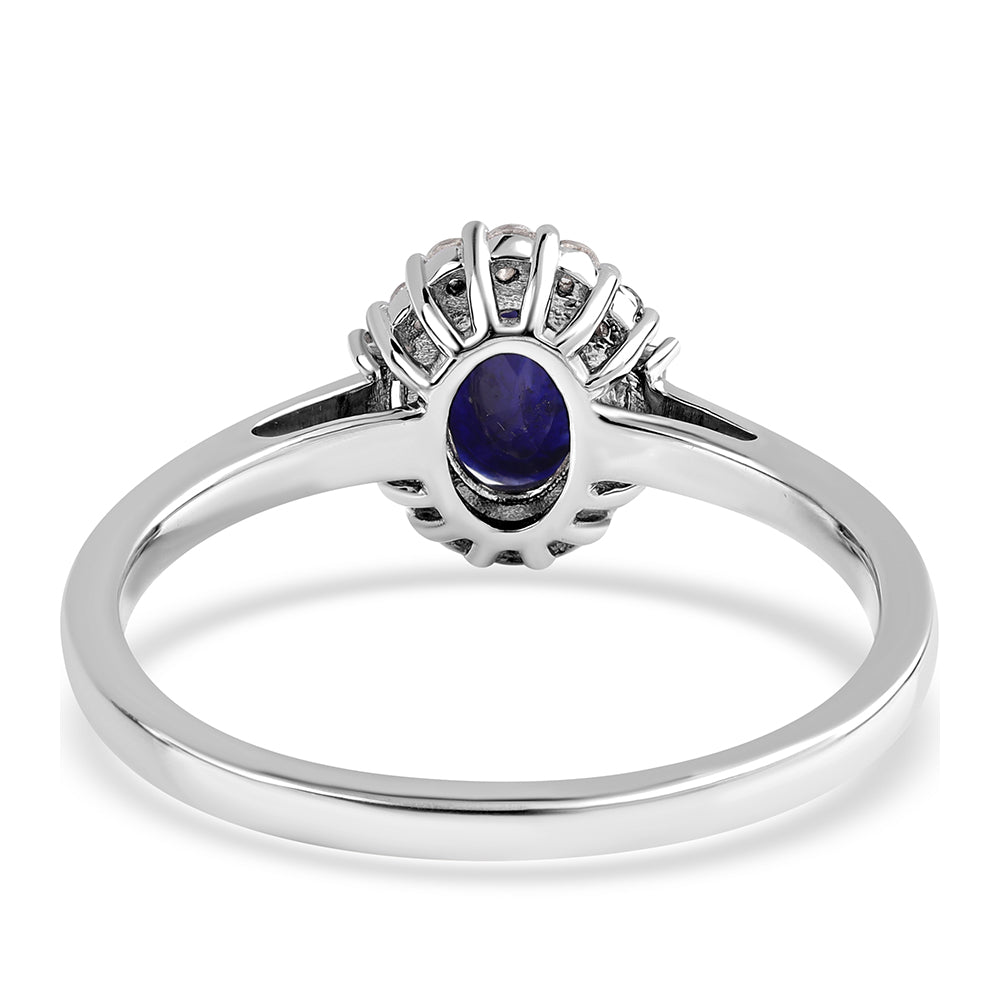 Anillo de Plata con Zafiro Azul Australiano y Topacio Blanco 3 