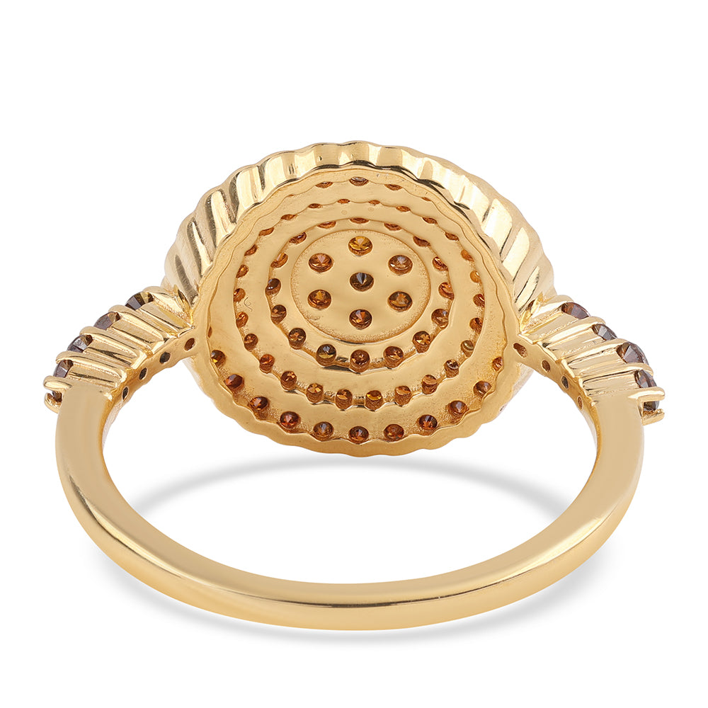 Anillo de Plata Bañada en Oro con Diamante Rojo 2 