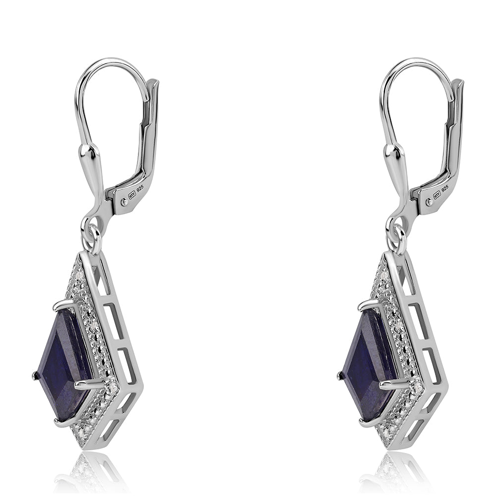 Pendientes de Plata con Zafiro Azul Australiano y Topacio Blanco 2 