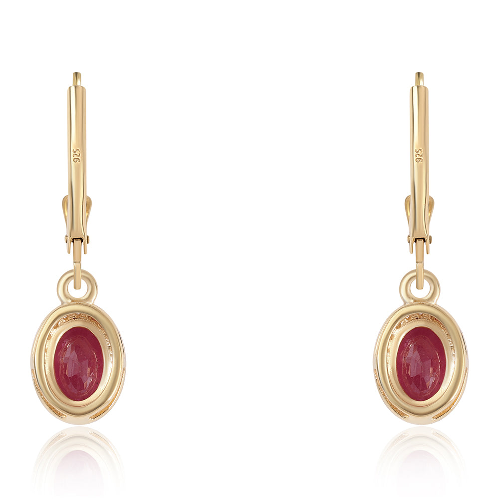 Conjunto de Plata Bañada en Oro con Rubí de Tailandia y Esmeralda de Brasil 2 