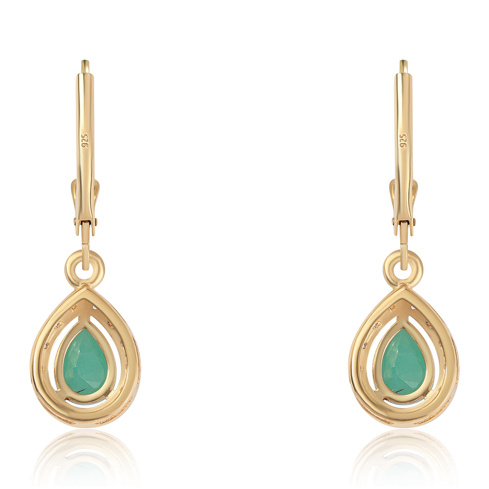 Conjunto de Plata Bañada en Oro con Rubí de Tailandia y Esmeralda de Brasil 4 