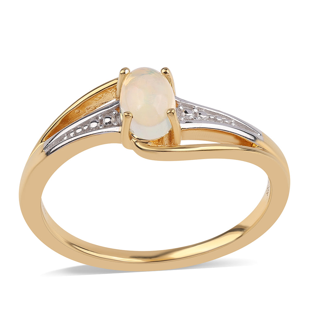 Anillo de Plata Bañada en Oro con Ópalo Etíope de Lega Dembi 1 