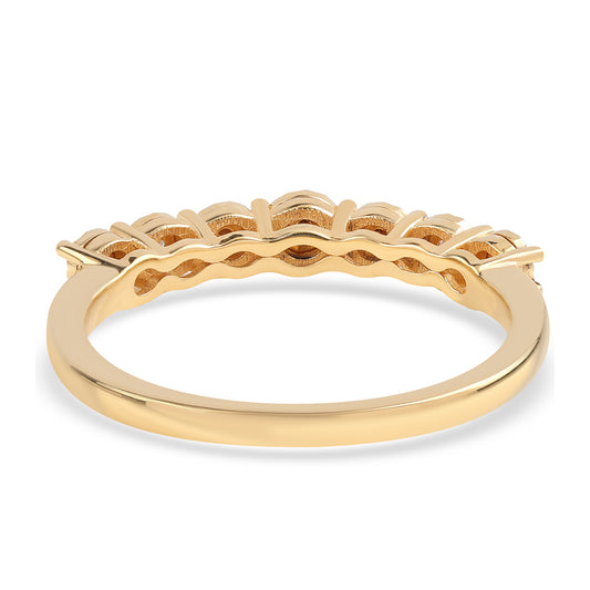 Anillo de Plata Bañada en Oro con Diamante Rojo y Diamante blanco