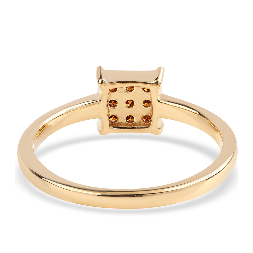 Anillo de Plata Bañada en Oro con Diamante Rojo 3 