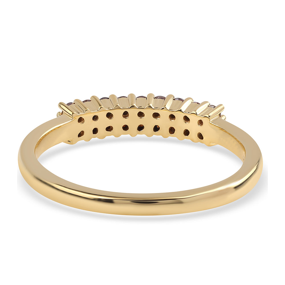 Anillo de Plata Bañada en Oro con Diamante Rojo