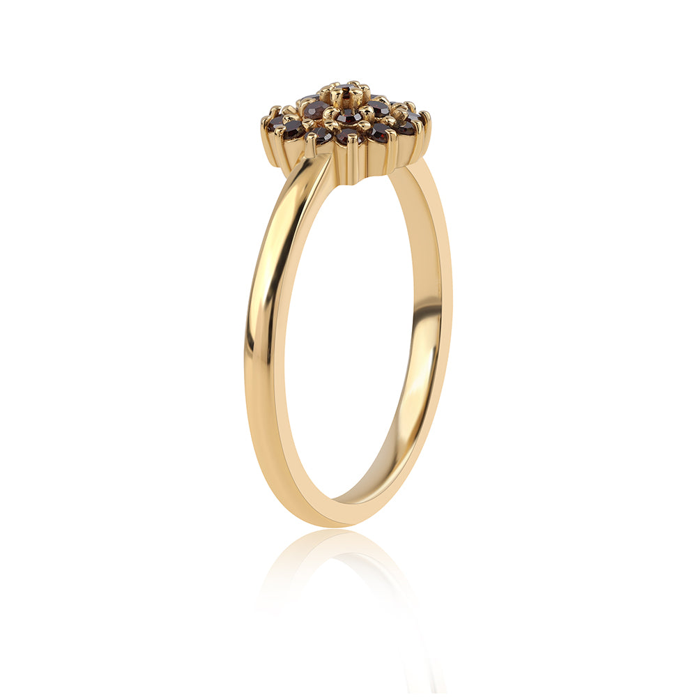 Anillo de Plata Bañada en Oro con Diamante Rojo 2 