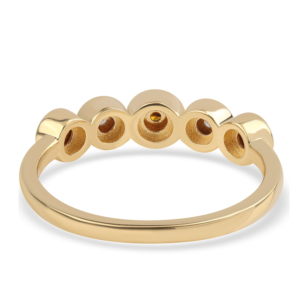 Anillo de Plata Bañada en Oro con Diamante Rojo y Diamante blanco