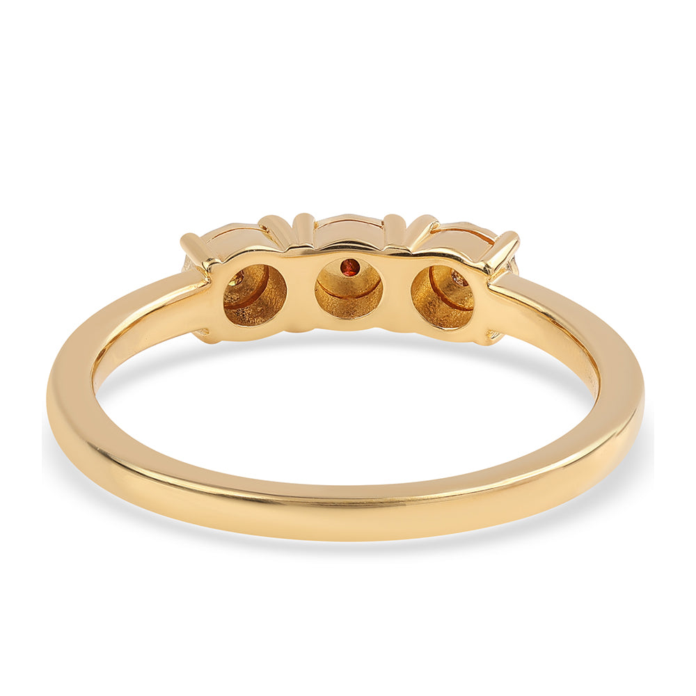 Anillo de Plata Bañada en Oro con Diamante Rojo