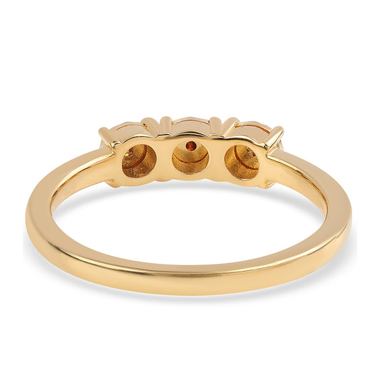 Anillo de Plata Bañada en Oro con Diamante Rojo