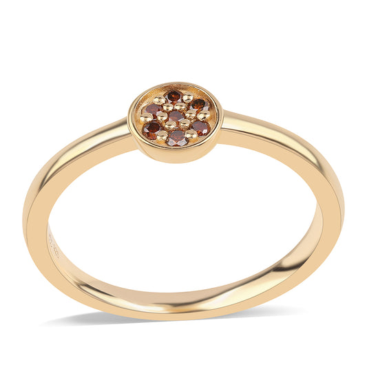 Anillo de Plata Bañada en Oro con Diamante Rojo