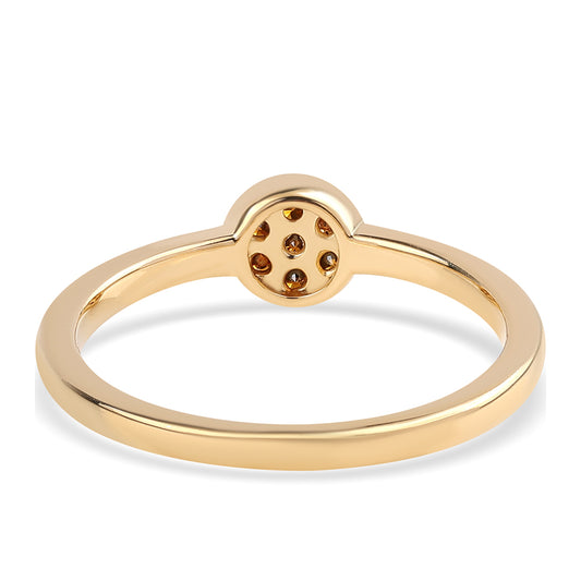 Anillo de Plata Bañada en Oro con Diamante Rojo