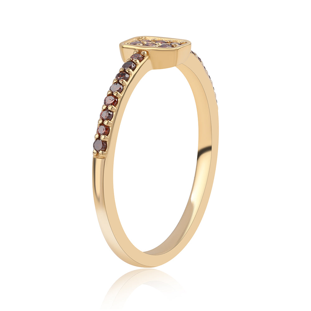 Anillo de Plata Bañada en Oro con Diamante Rojo 2 