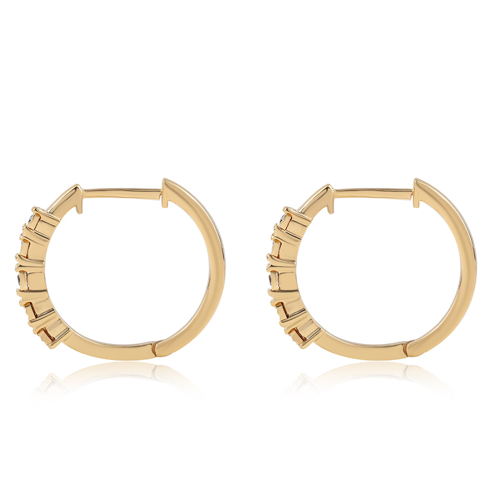 Pendientes de Plata Bañada en Oro con Diamante Rojo 2 
