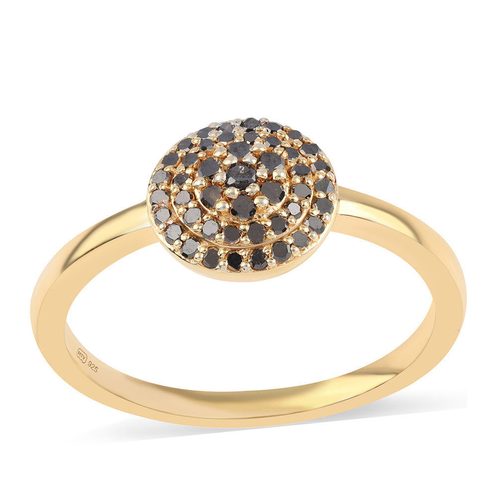 Anillo de Plata Bañada en Oro con Diamante Negro 1 