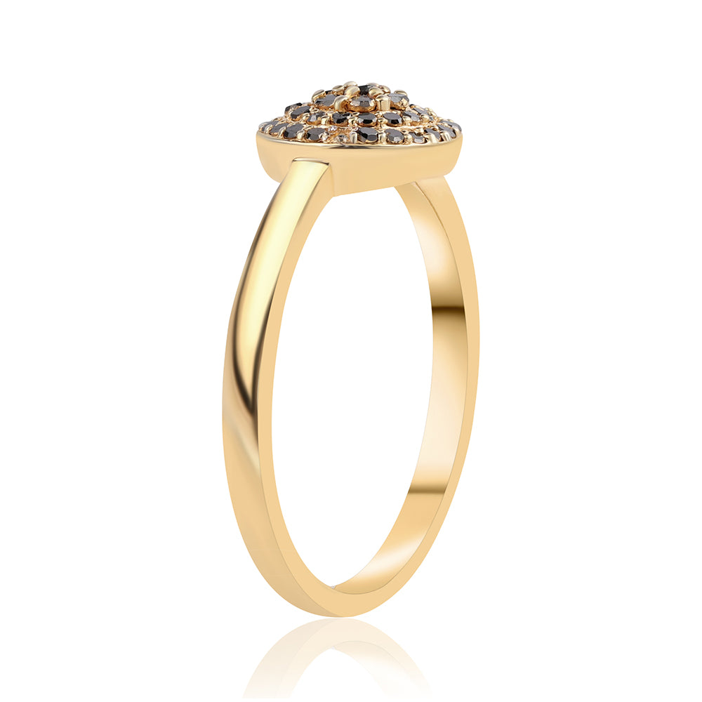 Anillo de Plata Bañada en Oro con Diamante Negro 3 