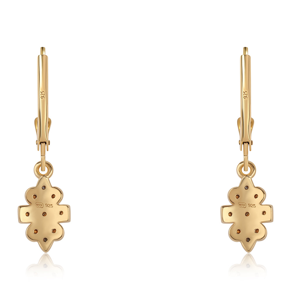 Pendientes de Plata Bañada en Oro con Diamante Negro 3 