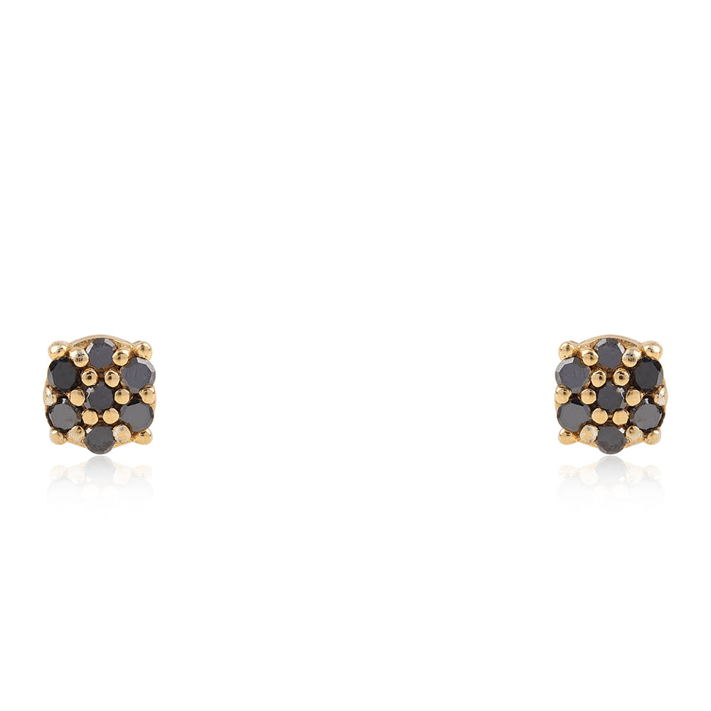 Pendientes de Plata Bañada en Oro con Diamante Negro