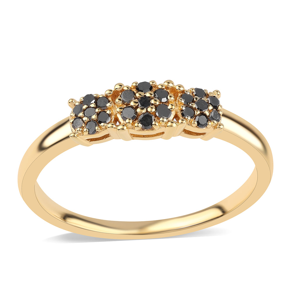 Anillo de Plata Bañada en Oro con Diamante Negro