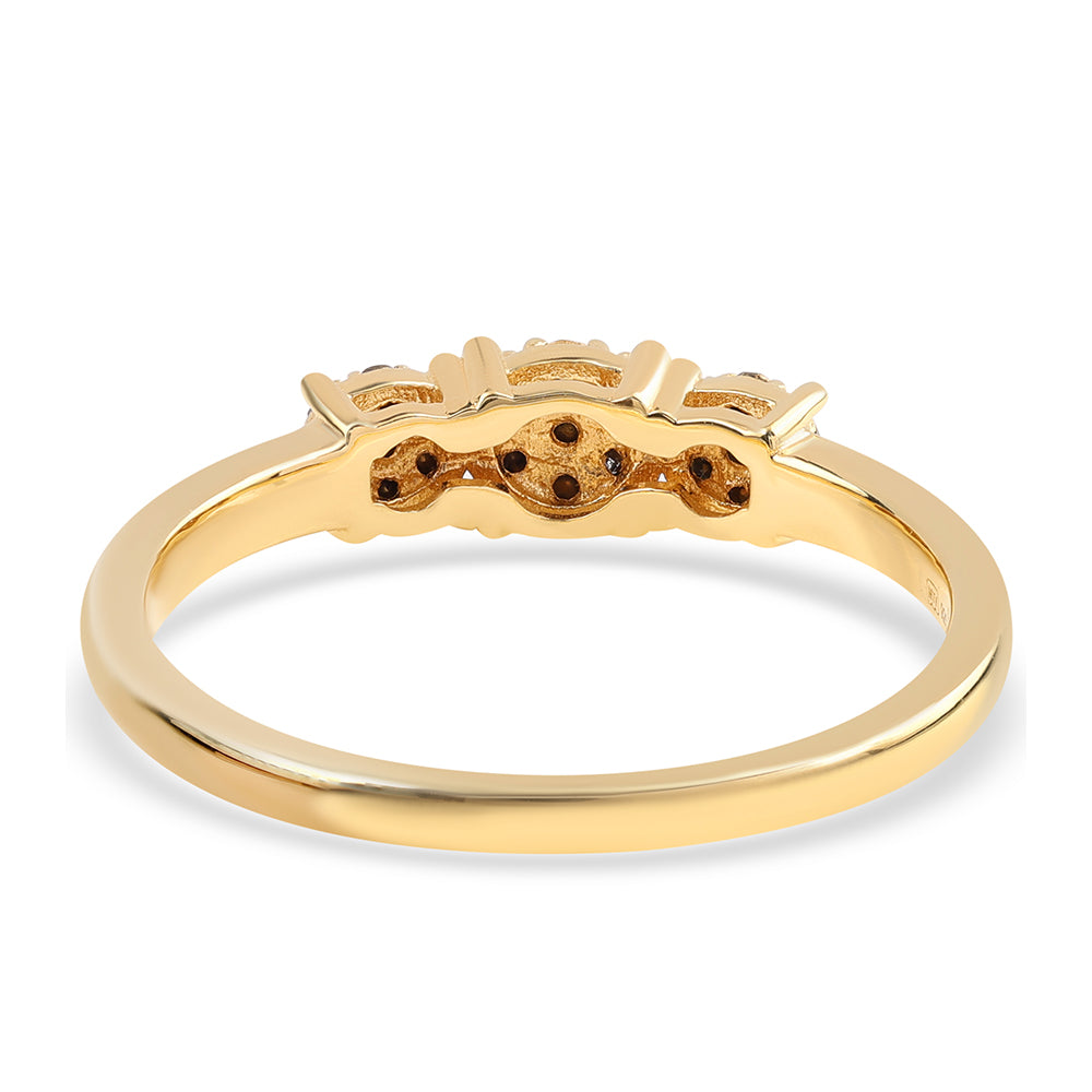 Anillo de Plata Bañada en Oro con Diamante Negro 3 