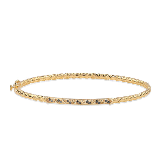 Pulsera de Plata Bañada en Oro con Diamante Negro