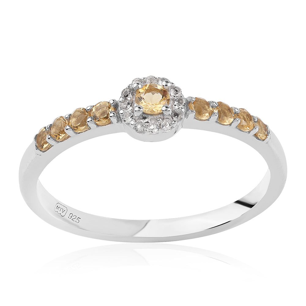 Anillo de Plata con AA Citrino de Brasil y Topacio Blanco 1 