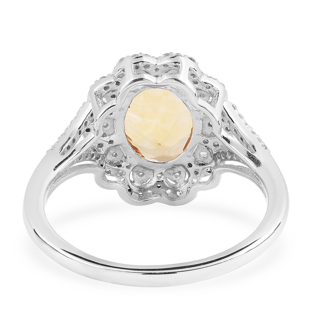Anillo de Plata con AA Citrino de Brasil y Topacio Blanco