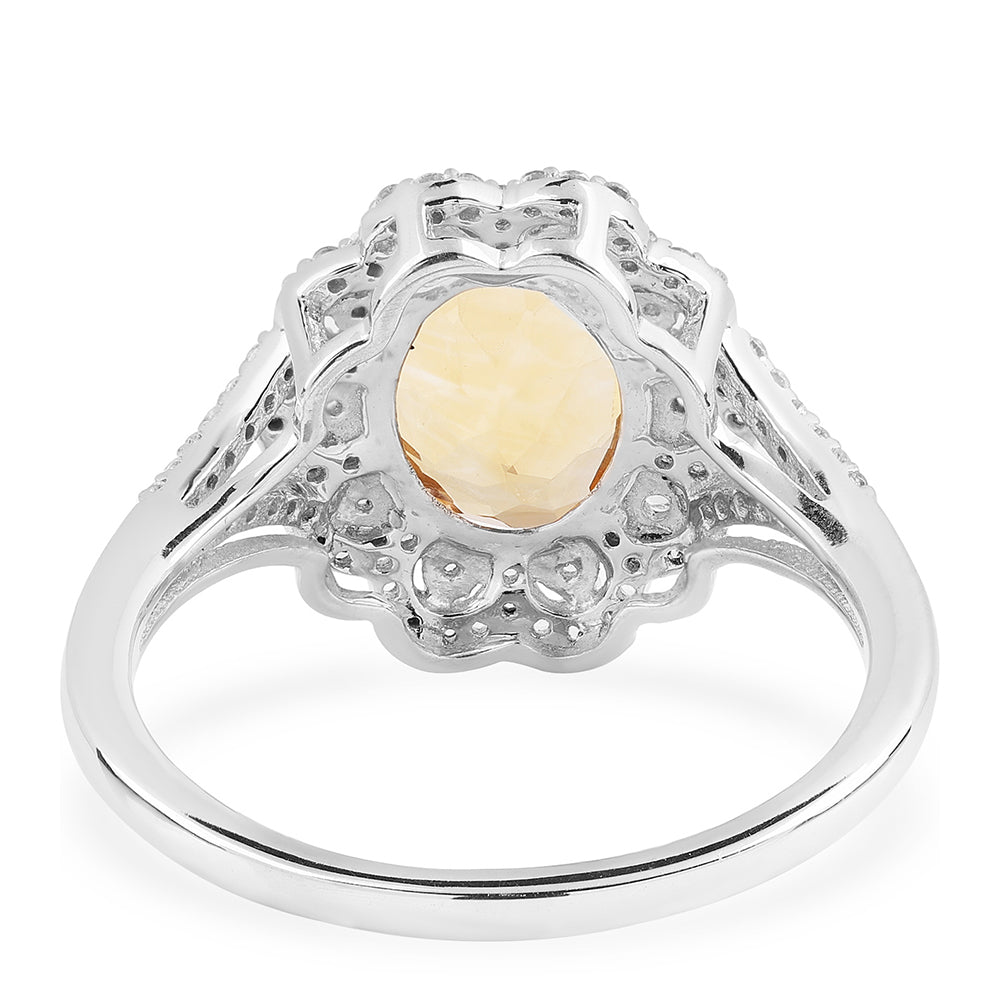 Anillo de Plata con AA Citrino de Brasil y Topacio Blanco