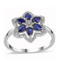 Anillo de Plata con Zafiro Azul Australiano y Topacio Blanco