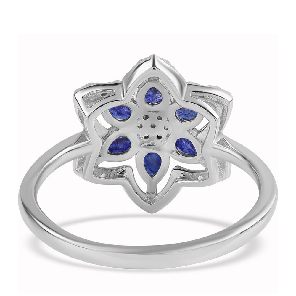 Anillo de Plata con Zafiro Azul Australiano y Topacio Blanco