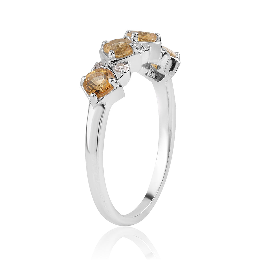 Anillo de Plata con AA Citrino de Brasil y Topacio Blanco 2 