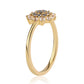 Anillo de Plata Bañada en Oro con Diamante Negro y Topacio Blanco