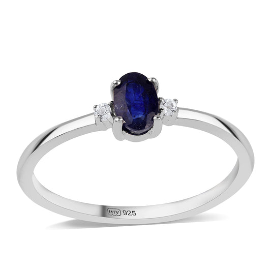 Anillo de Plata con Zafiro Azul Australiano y Topacio Blanco