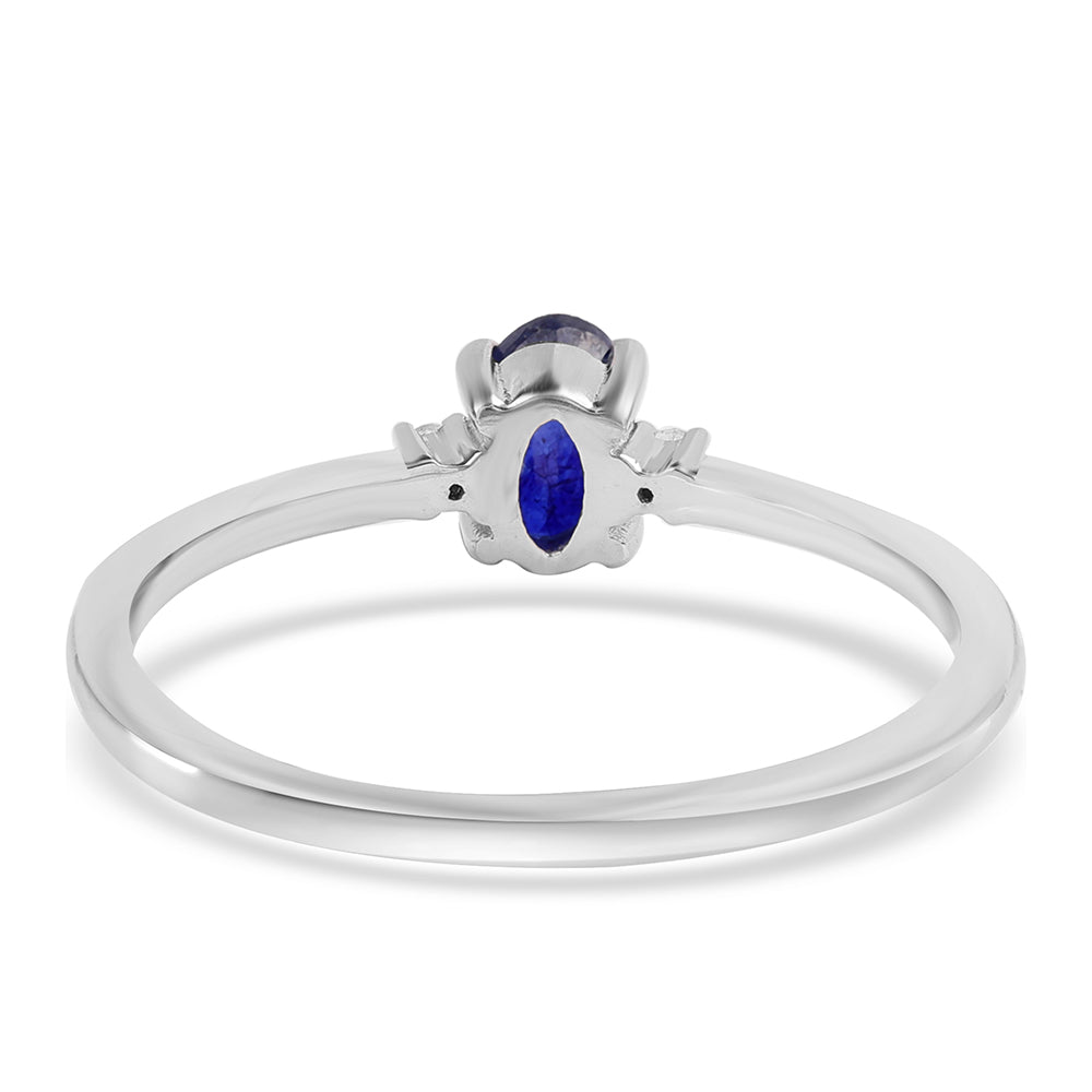 Anillo de Plata con Zafiro Azul Australiano y Topacio Blanco