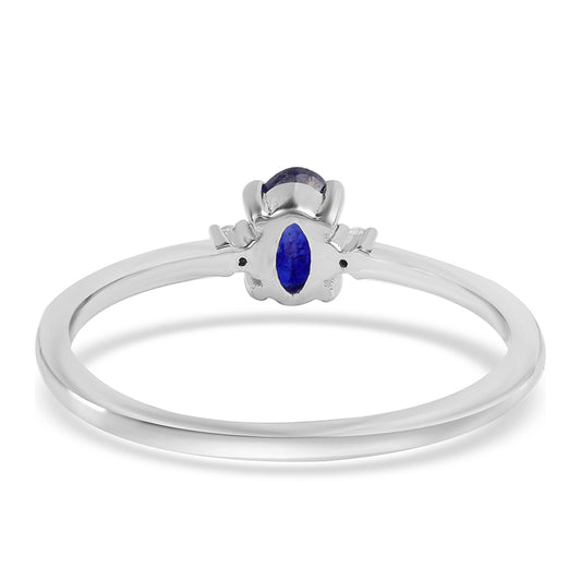 Anillo de Plata con Zafiro Azul Australiano y Topacio Blanco