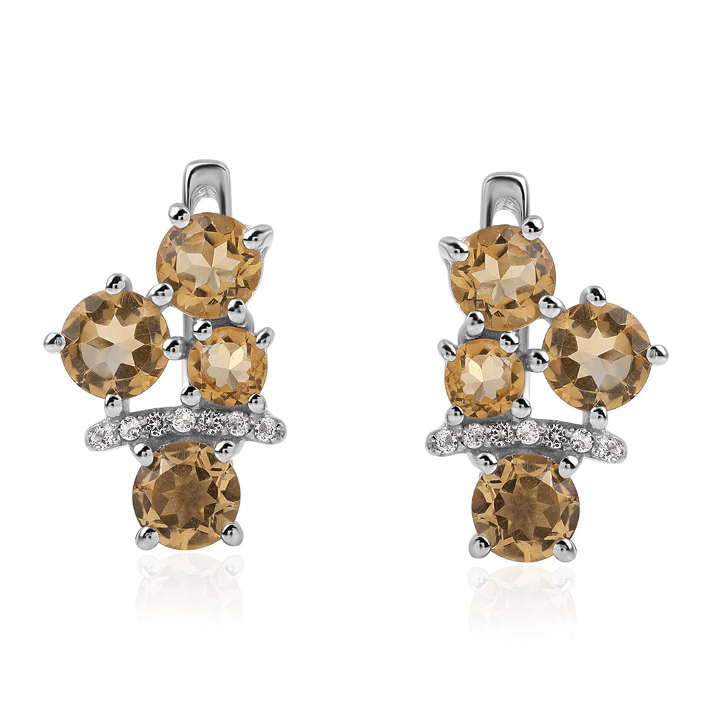 Pendientes de Plata con AA Citrino de Brasil y Topacio Blanco