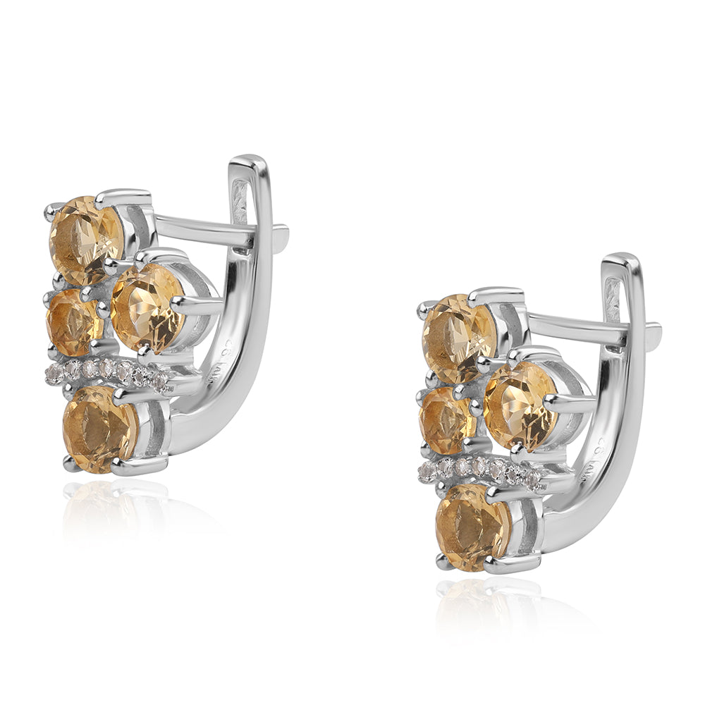 Pendientes de Plata con AA Citrino de Brasil y Topacio Blanco