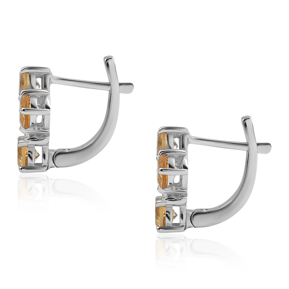 Pendientes de Plata con AA Citrino de Brasil y Topacio Blanco