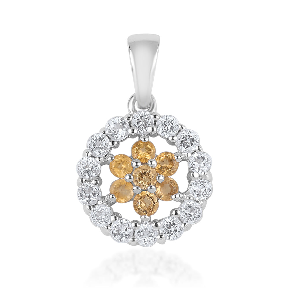 Colgante de Plata con AA Citrino de Brasil y Topacio Blanco 1 