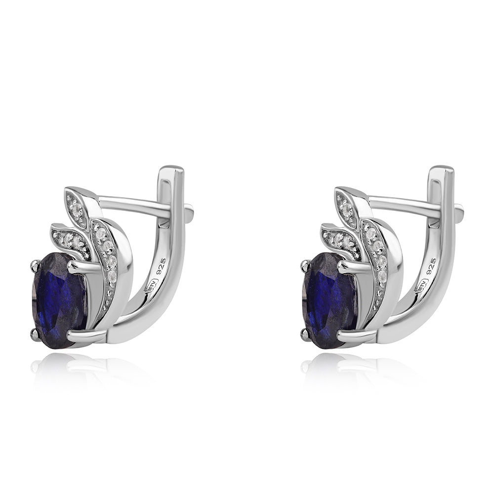 Pendientes de Plata con Zafiro Azul Australiano y Topacio Blanco 1 
