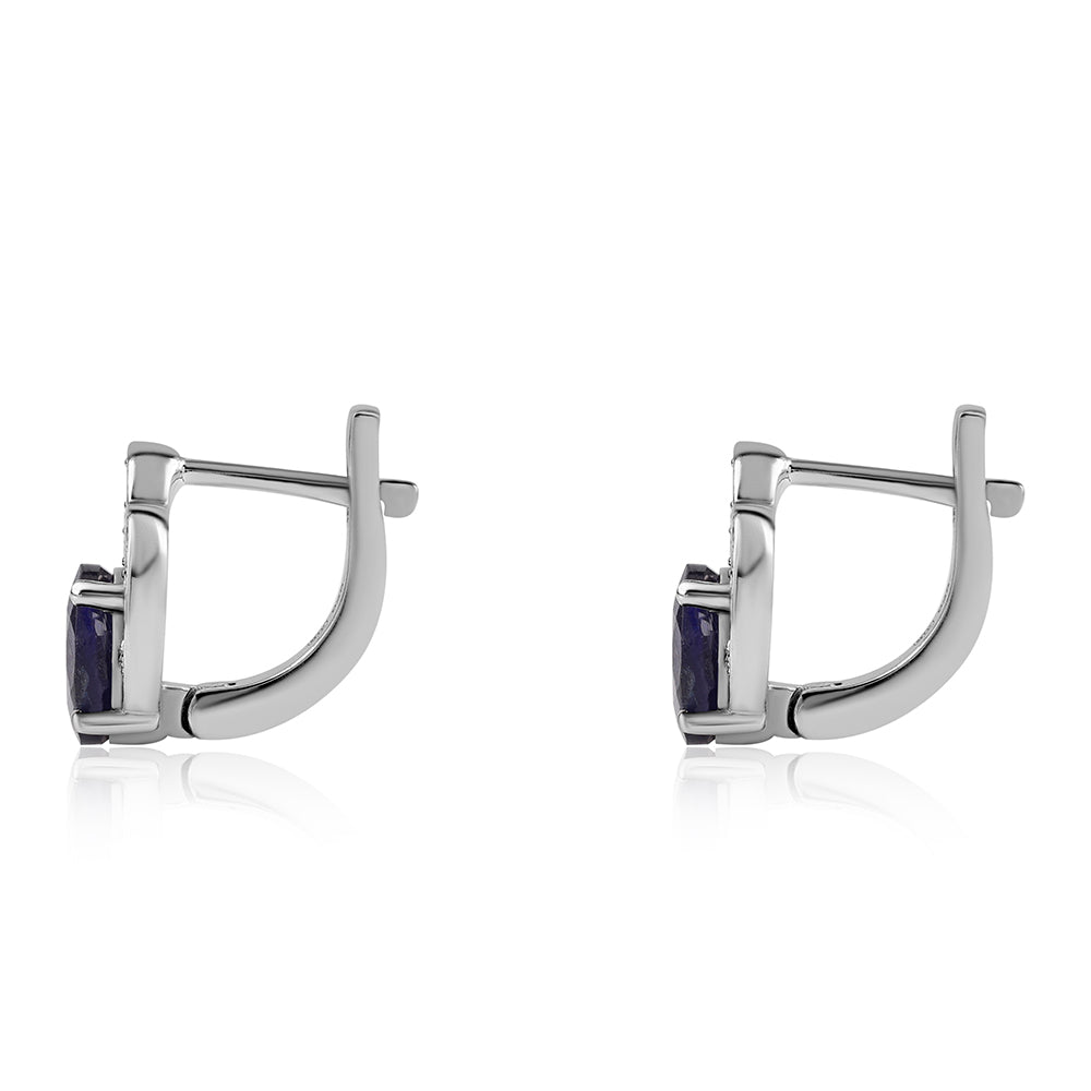 Pendientes de Plata con Zafiro Azul Australiano y Topacio Blanco