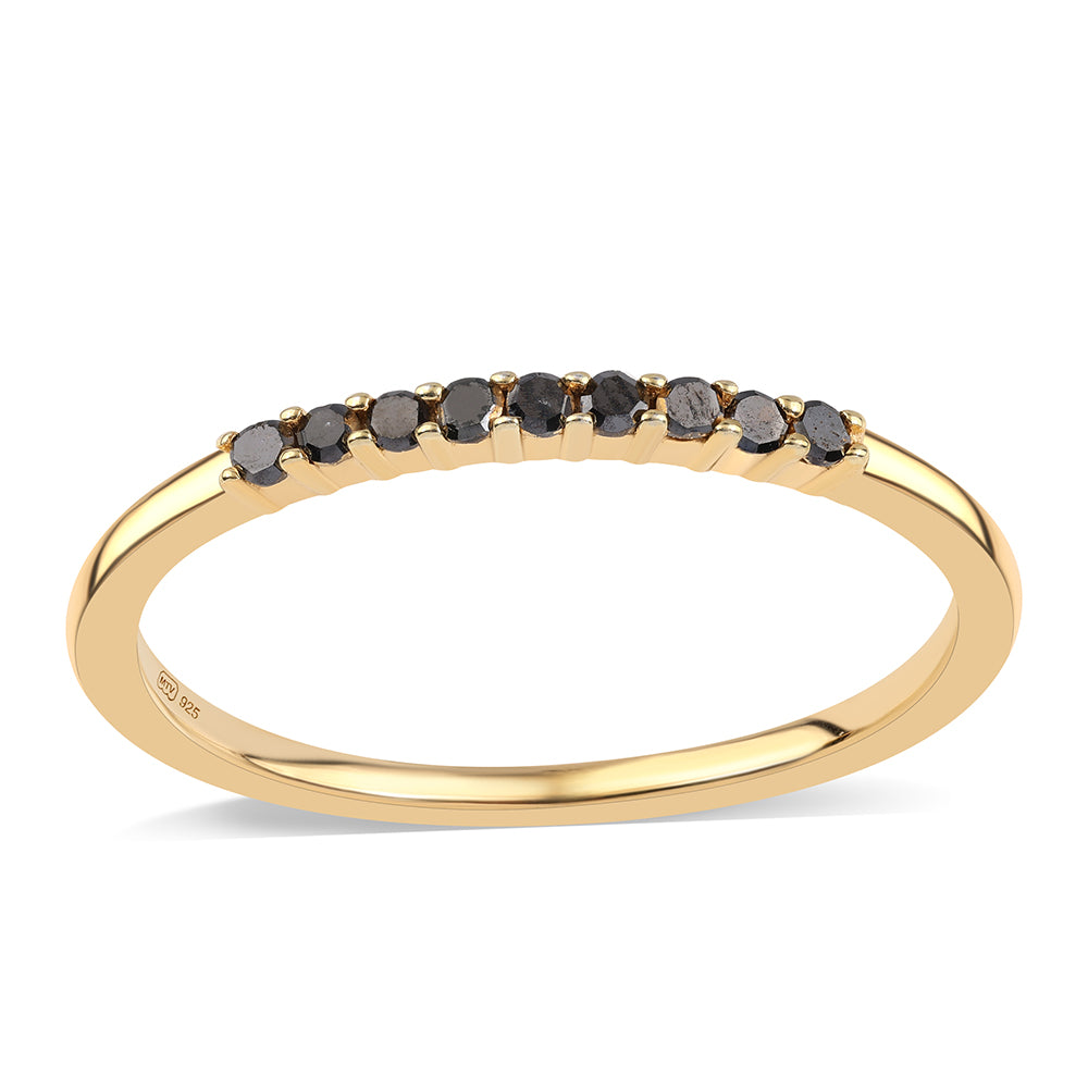 Anillo de Plata Bañada en Oro con Diamante Negro 1 
