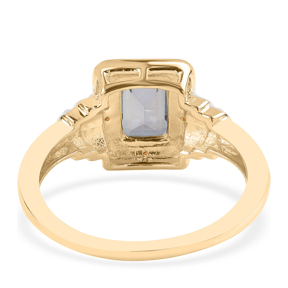 Anillo de Plata Bañada en Oro con Topacio Místico y Topacio Blanco 3 