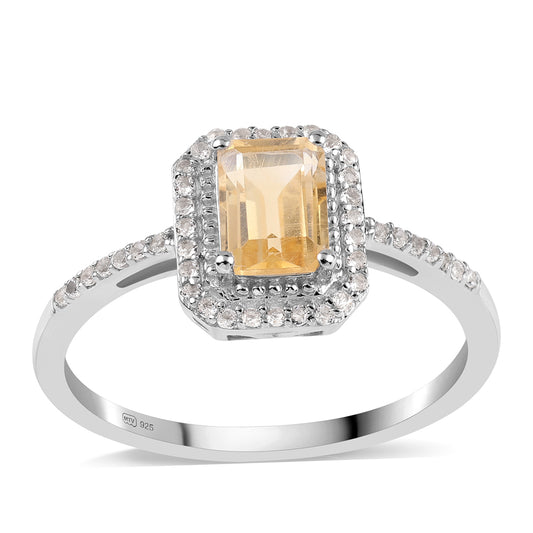 Anillo de Plata con AA Citrino de Brasil y Topacio Blanco