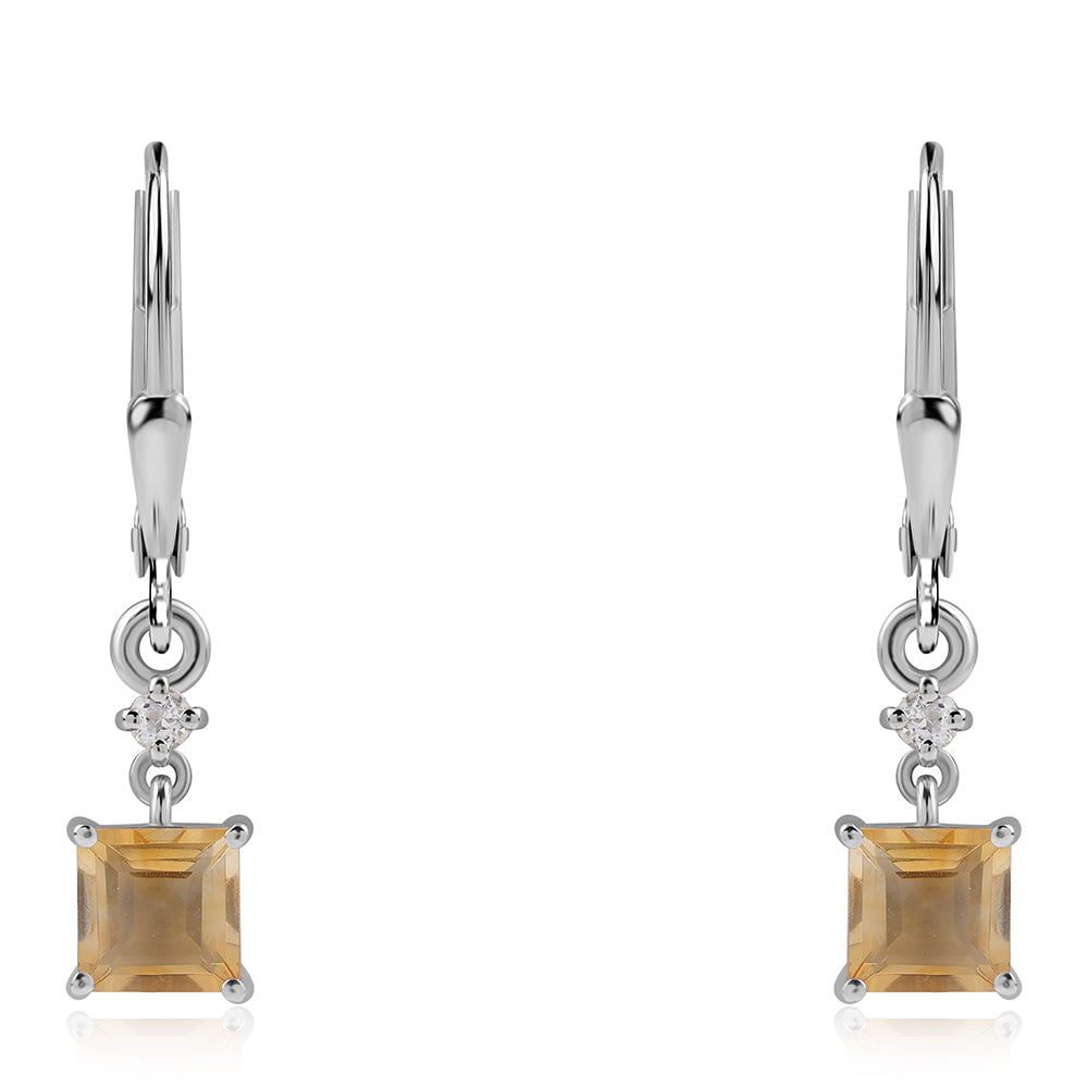 Pendientes de Plata con AA Citrino de Brasil y Topacio Blanco