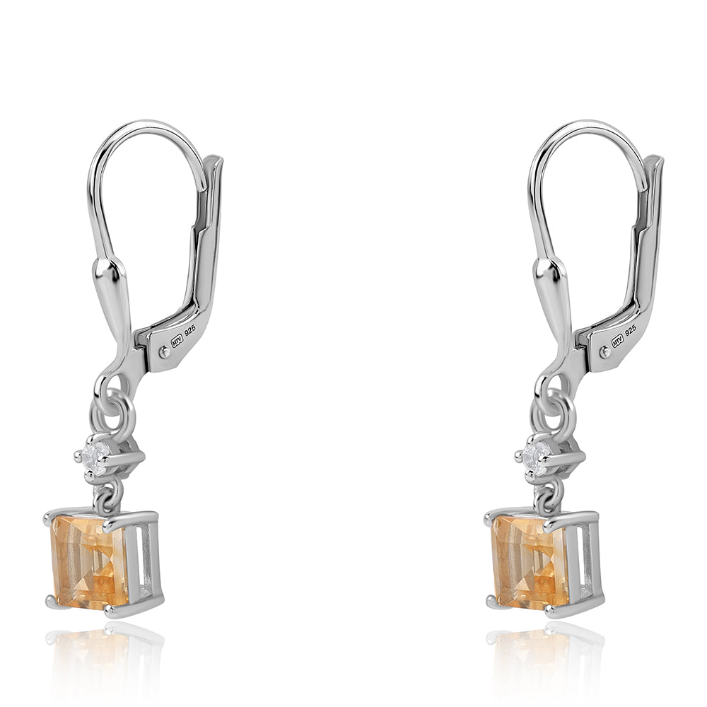 Pendientes de Plata con AA Citrino de Brasil y Topacio Blanco 1 